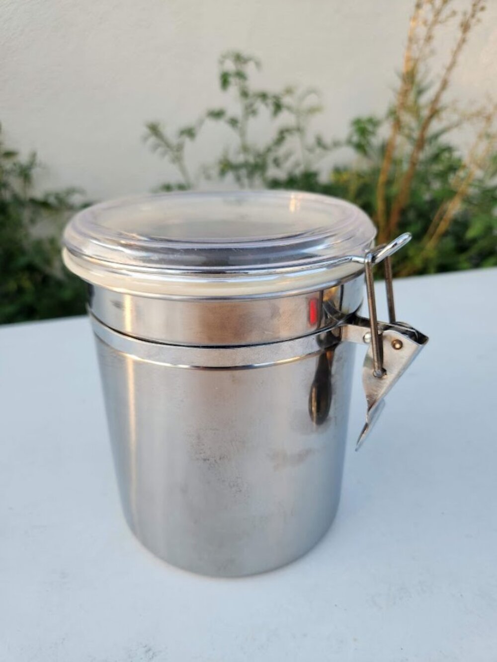 Airtight Stainless Steel Food Canister Clear Lid 6" Tall Pantry Storage Organize